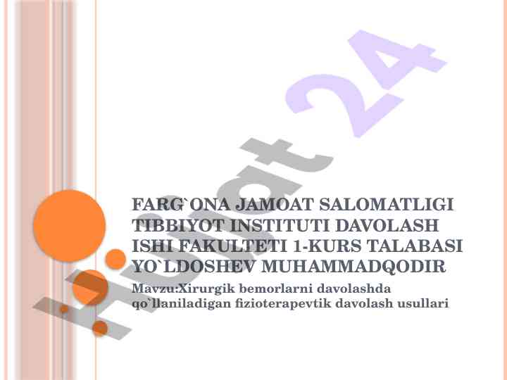 Fizioterapevtik davolash usullari vaqtida bemorlarni tekshirish