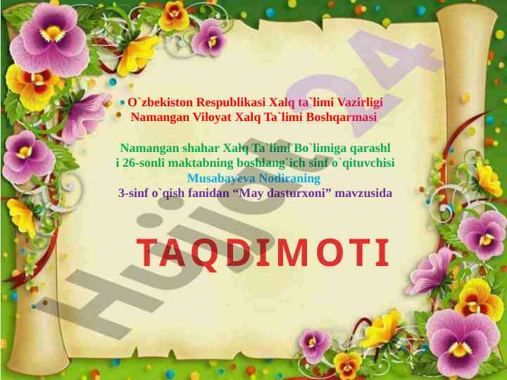 May dasturxoni mavzusida taqdimot