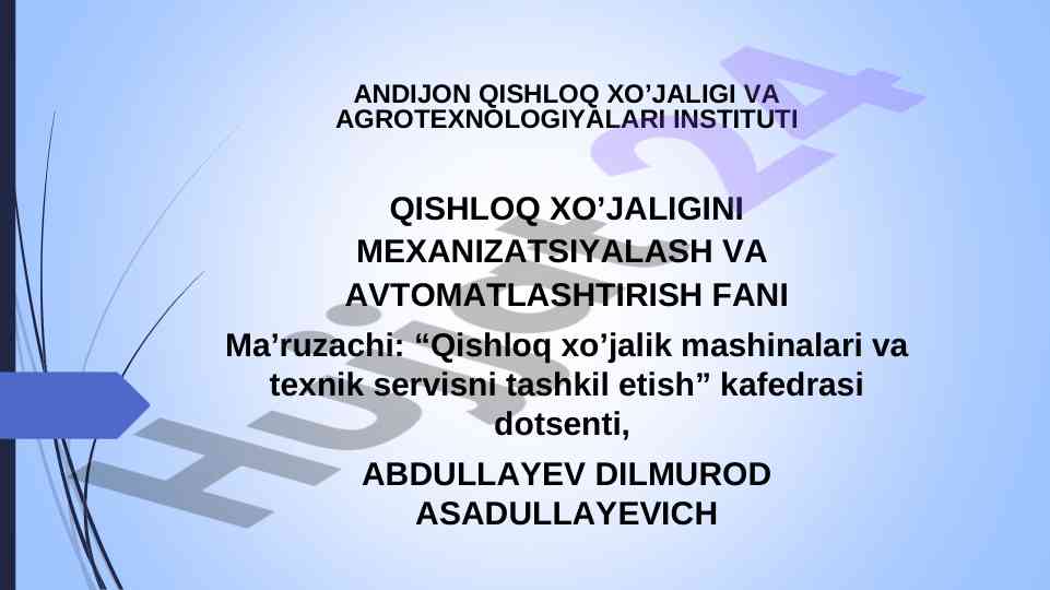 Traktor va avtomobillarning yurish qismi va boshqarish