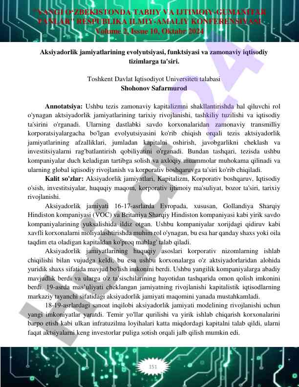 Aktsiyadorlik jamiyatlarining rivojlanishi va ta'siri