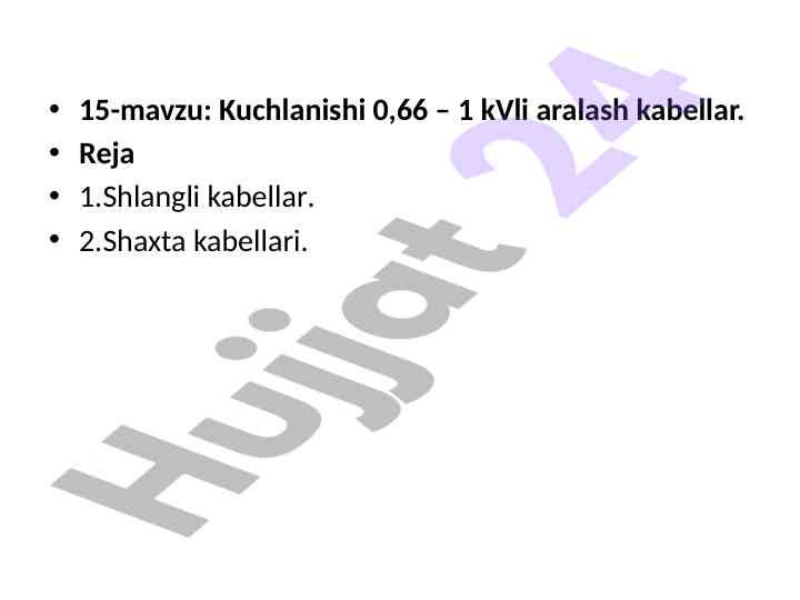 Kuchlanishi 0,66 – 1 kvli aralash kabellar tahlili
