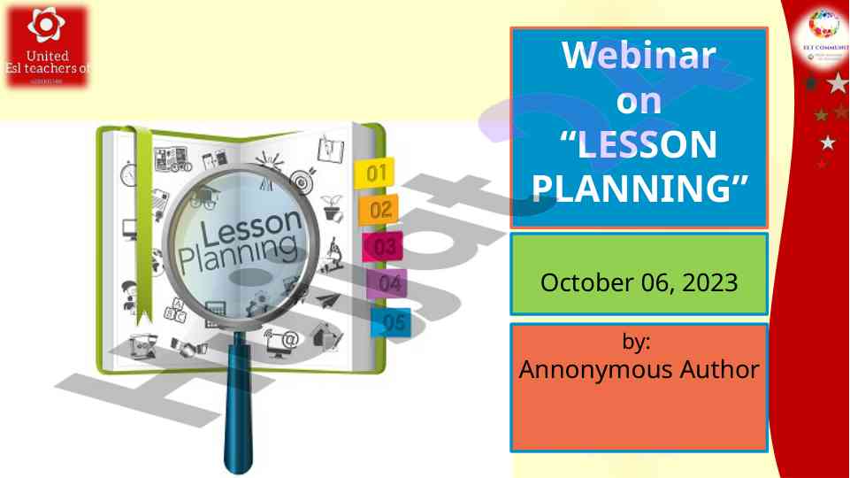 Effective lesson planning using bloom’s taxonomy