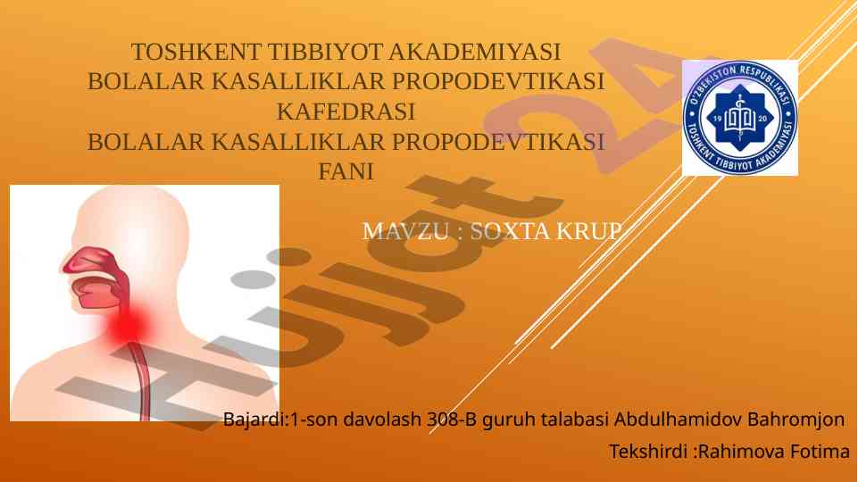 Soxta krupni tushunish va davolash usullari