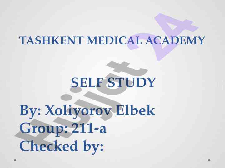 Tashkent medical academy self study preparation