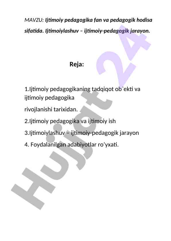 Ijtimoiy pedagogika va ijtimoiylashuv jarayoni