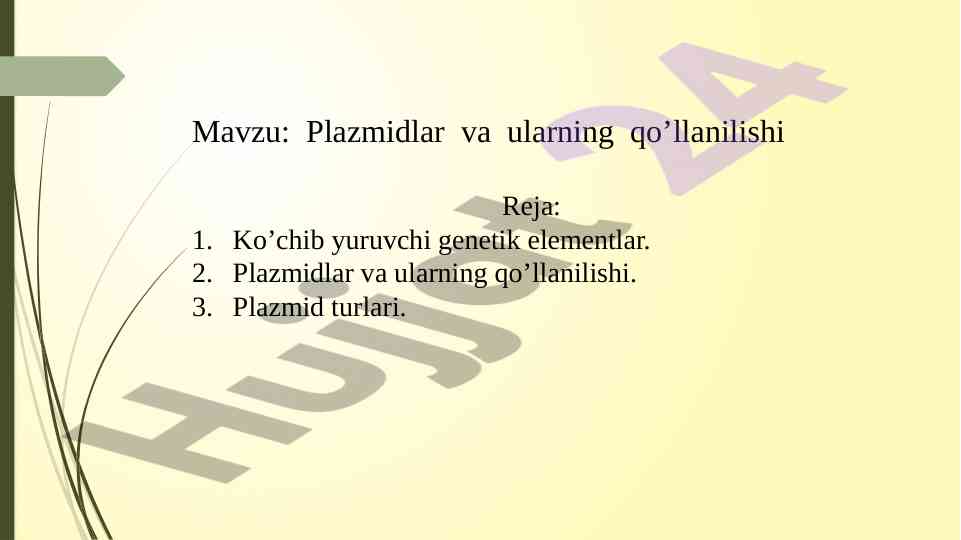 Plazmidlar va ularning qo‘llanilishi bo‘yicha tahlil