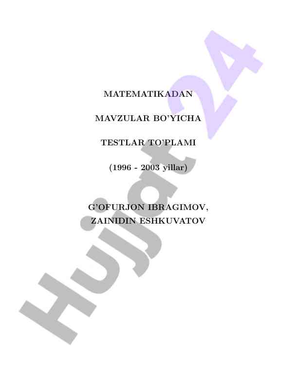 Matematika test savollari to'plami 1996 - 2003 yillar
