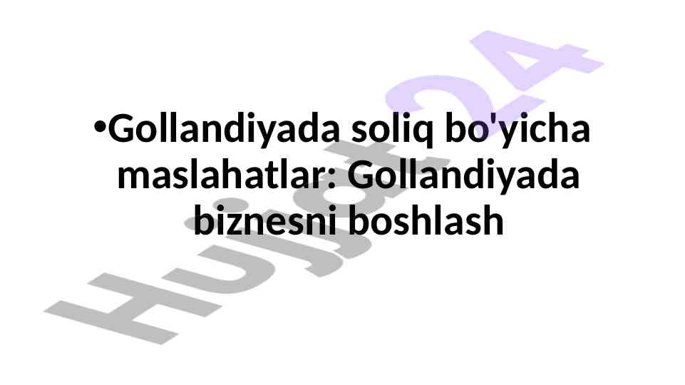 Gollandiyada biznesni boshlash bo'yicha maslahatlar