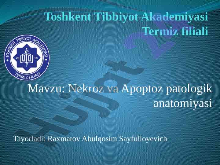 Nekroz va apoptoz patologik anatomiyasi tadqiqoti