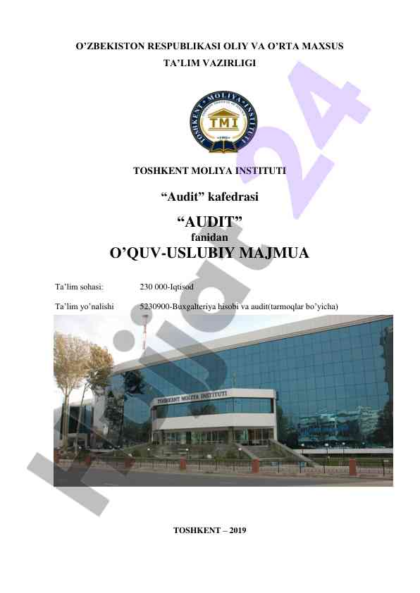Audit fanidan o’quv-uslubiy majmua 2019