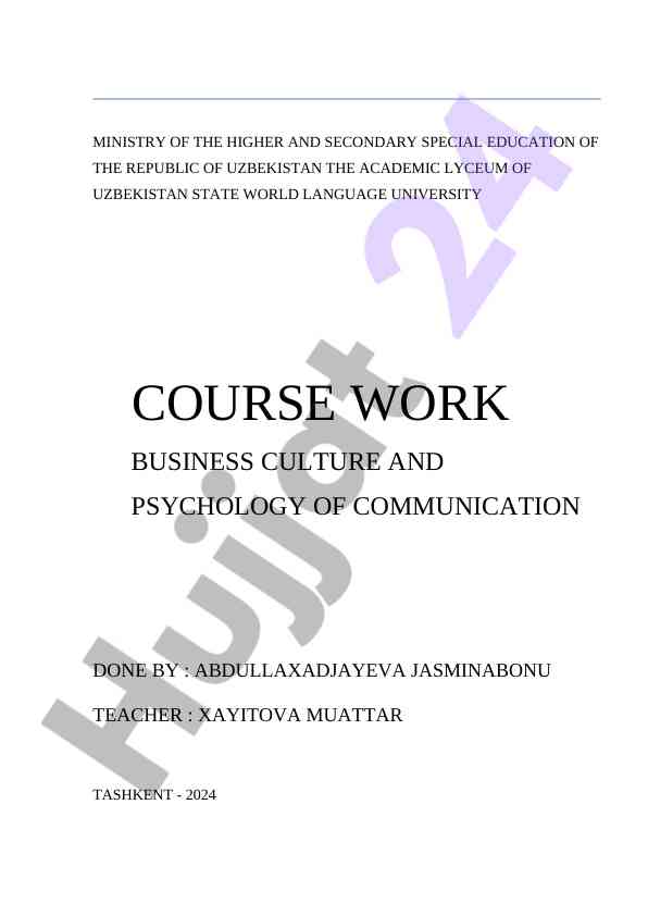 Business culture and psychology of communication