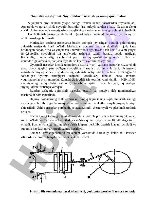 Suyuqliklarni uzatish va uning qurilmalari