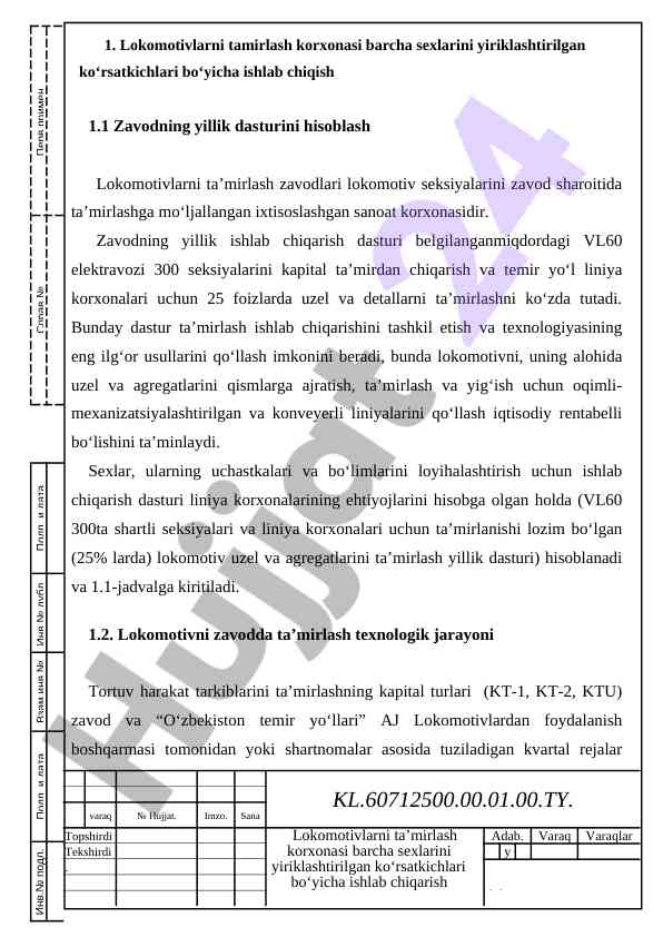 Lokomotivlarni Tamirlash Dasturi
