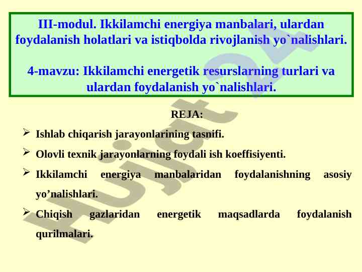 Ishlab chiqarish jarayonlarini tasnifi