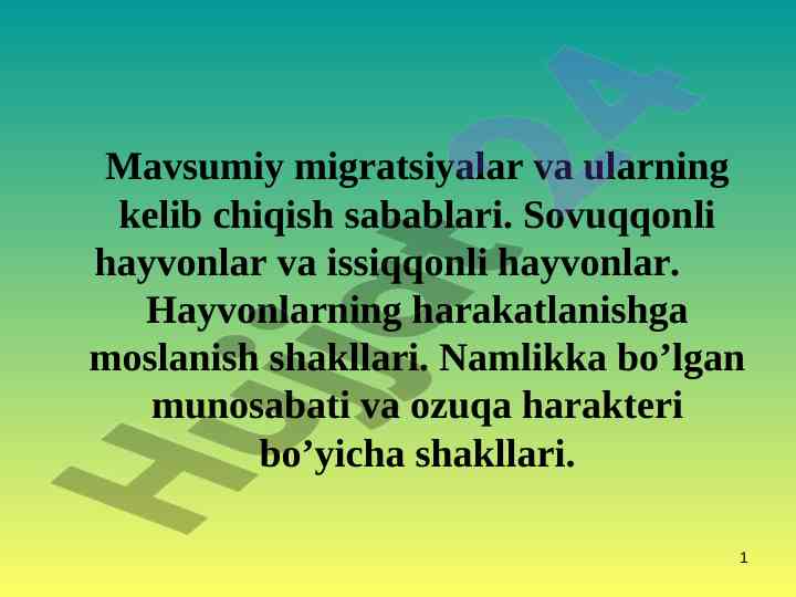Mavsumiy migratsiyalar va ularning sabablari