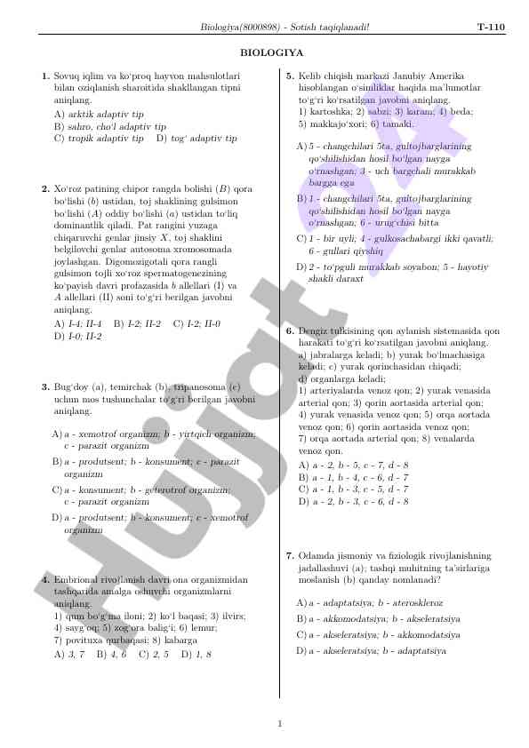 Biologiyada oziqlanish sharoitlari tahlili