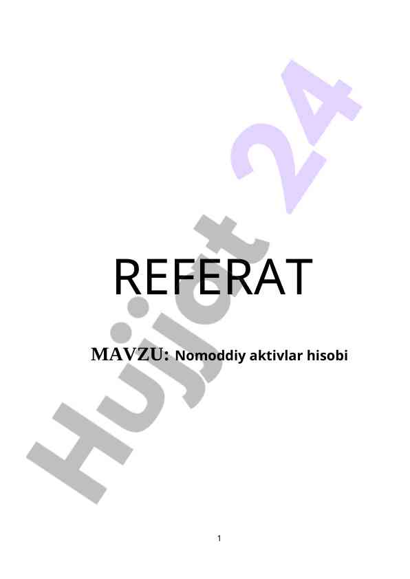 Nomoddiy aktivlar hisobi va baholash usullari