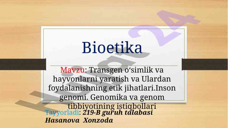 Transgen o'simliklar va hayvonlar: bioetika asoslari