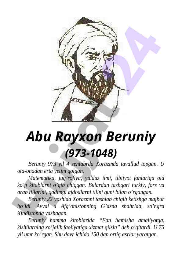 Abu rayxon beruniy va abu ali ibn sino haqida maqola
