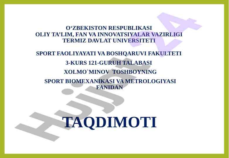 Sportchi harakatlari va biomexanik texnologiyalar