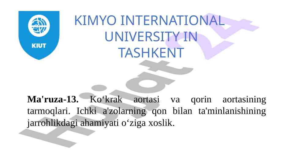 Ko'krak aortasi va qorin aortasining tarmoqlari