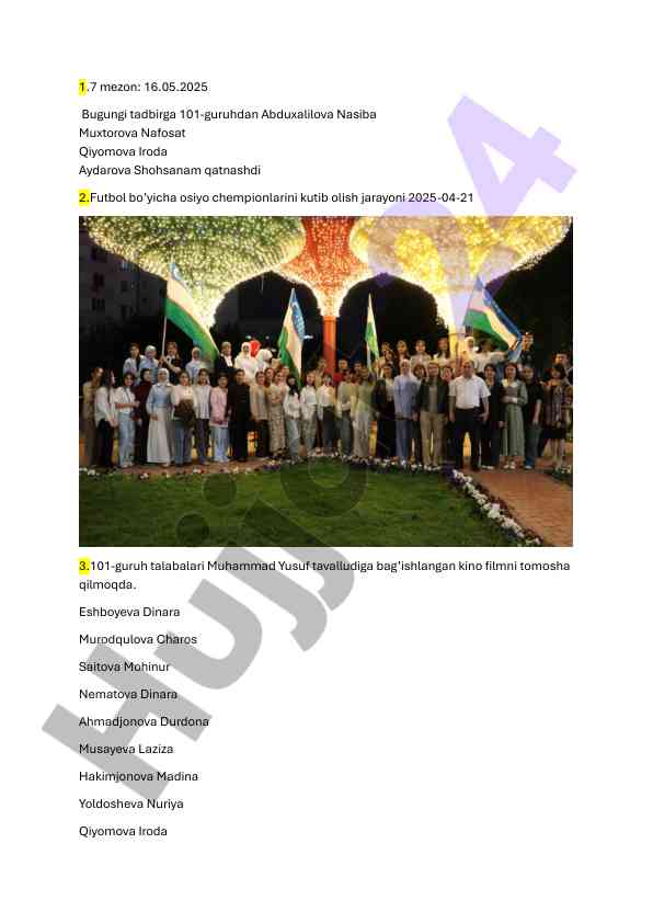 Talabalik bahori festivalining natijalari
