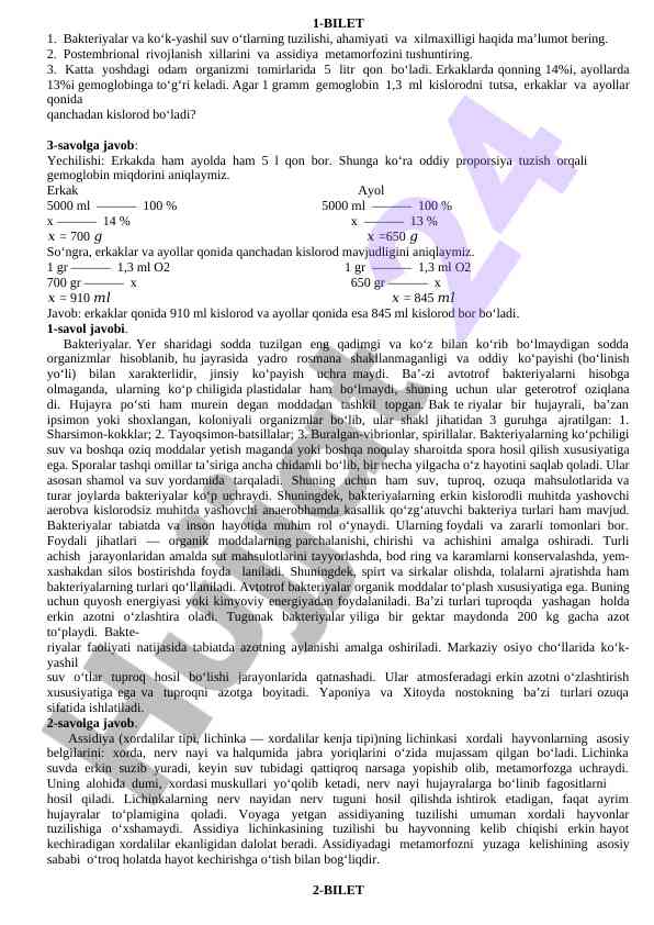 Bakteriyalar va ko‘k-yashil o‘tlar haqida ma’lumot