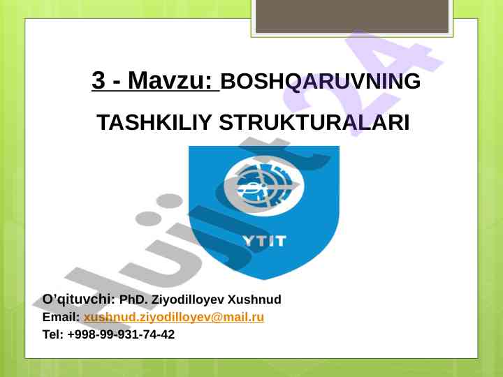 Boshqaruvning tashkiliy strukturasi analizi