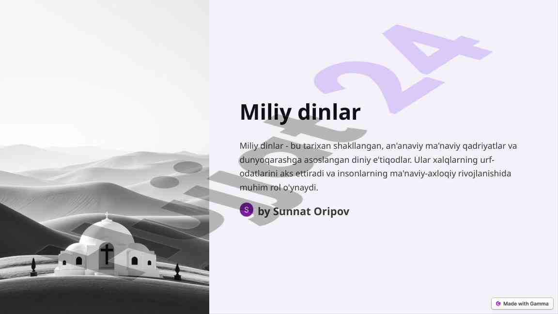 Miliy dinlar tarixi va ma'naviy qadriyatlar