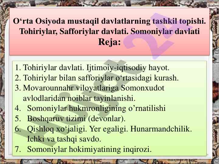 Orta osiyoda mustaqil davlatlarning tashkil topishi