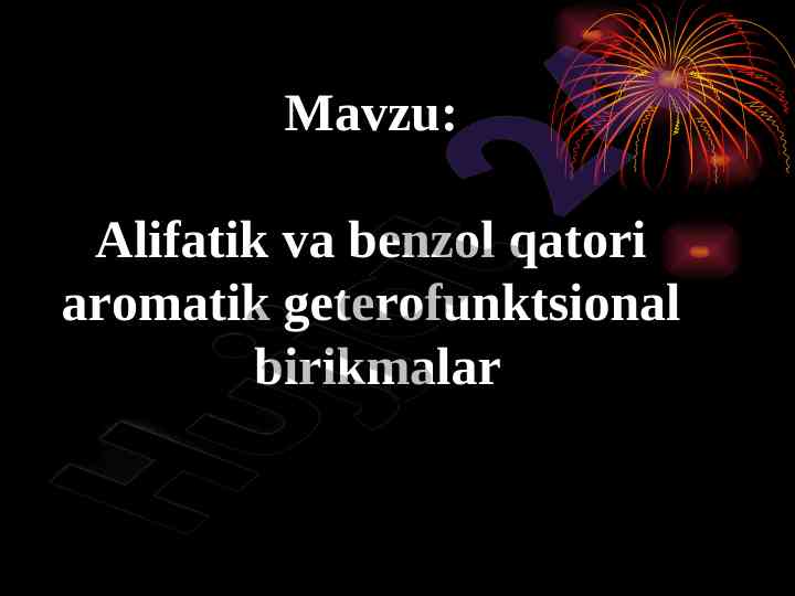 Alifatik va benzol qatori aromatik birikmalar