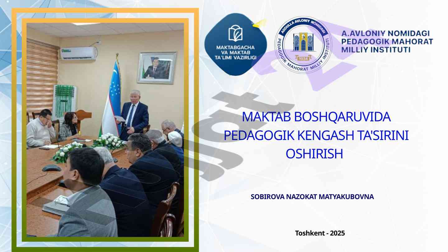 Maktab boshqaruvida pedagogik kengash ta'sirini oshirish