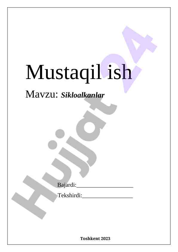 Sikloalkanlar Va Ularning Xossalari