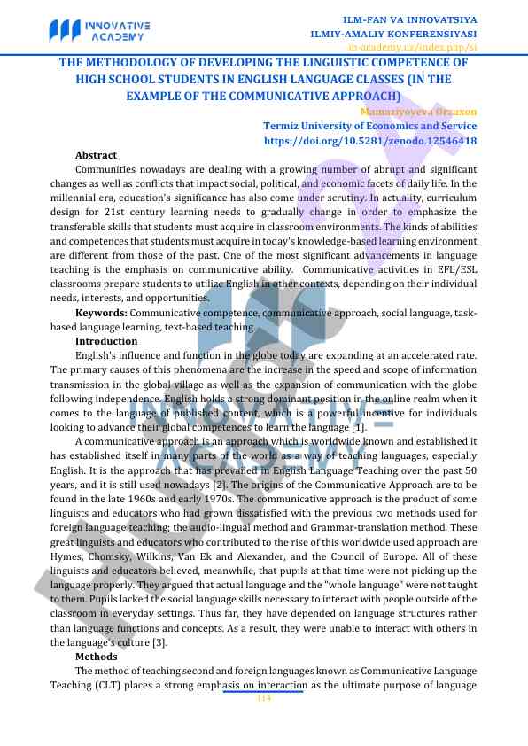 Methodology of developing linguistic competence in students