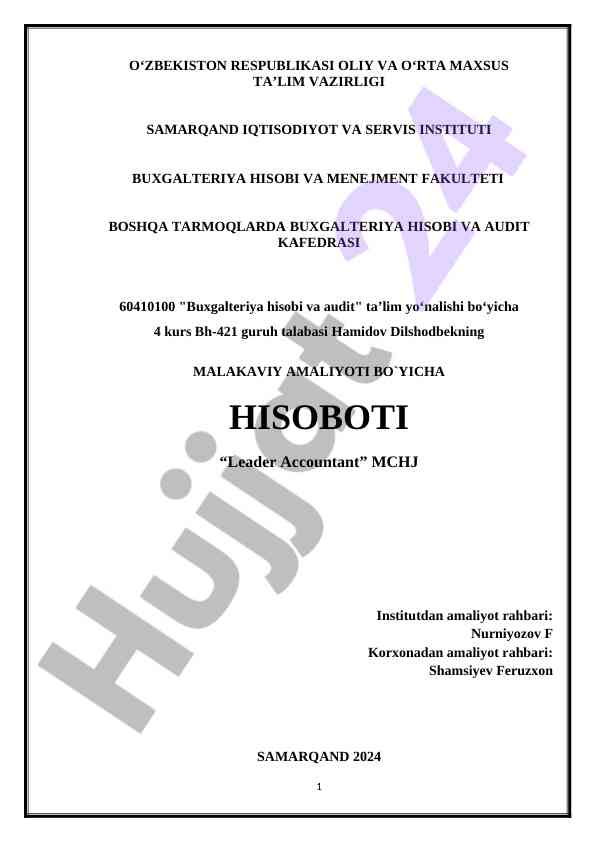 Malakaviy Amaliyot Hisoboti