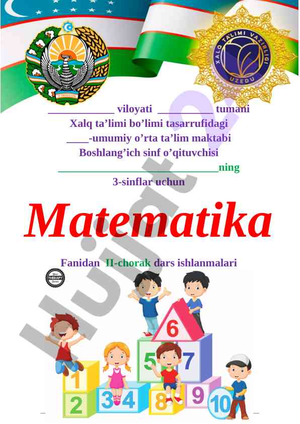 Matematika fanidan ii-chorak dars ishlanmalari 2021-2022