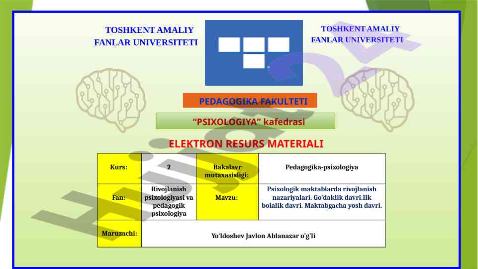 Psixologik maktablarda rivojlanish nazariyalari