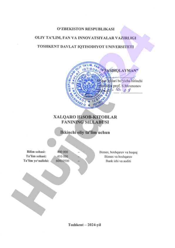 Xalqaro hisob-kitoblar faniga oid ma'lumotlar