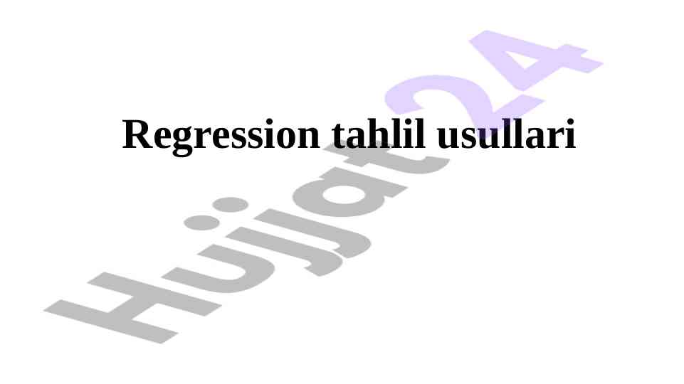 Regression tahlil usullari korrelyatsiya va regressiya
