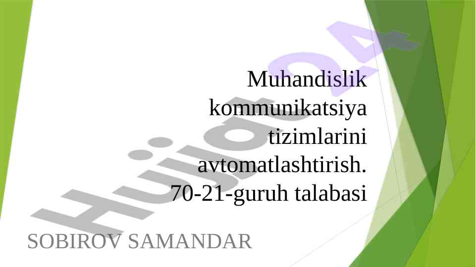 Suv ta'minoti tizimlarini avtomatlashtirish texnologiyalari