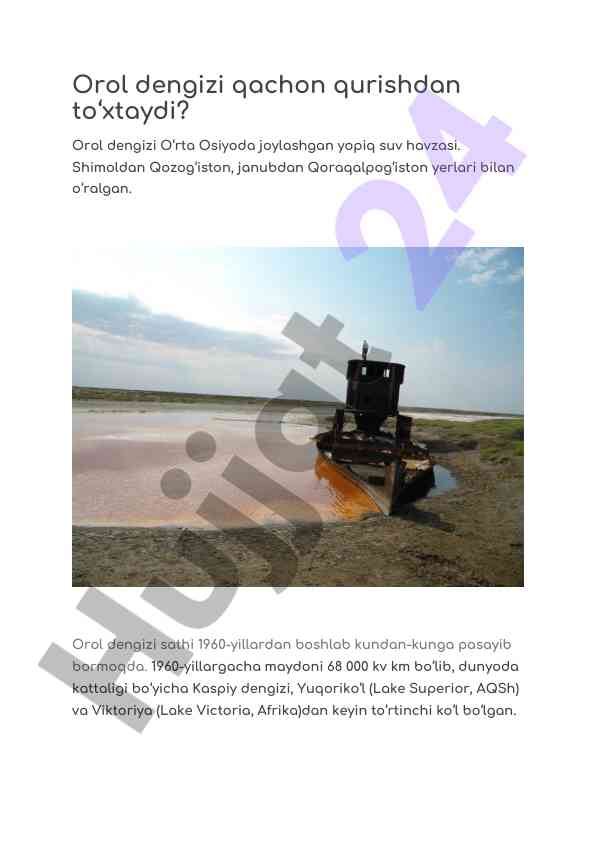 Orol dengizi qurish sabablari va muammolari