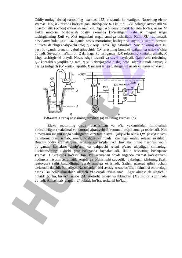 Drenaj nasosining elektr sxemasi va tuzilishi