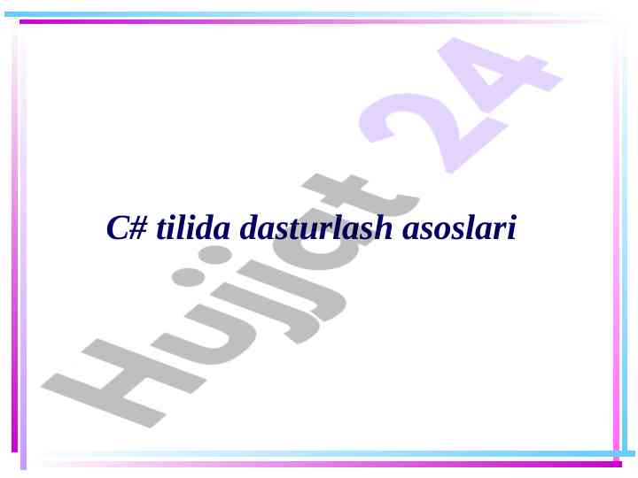 C# dasturlash asoslari ko'rsatmalar