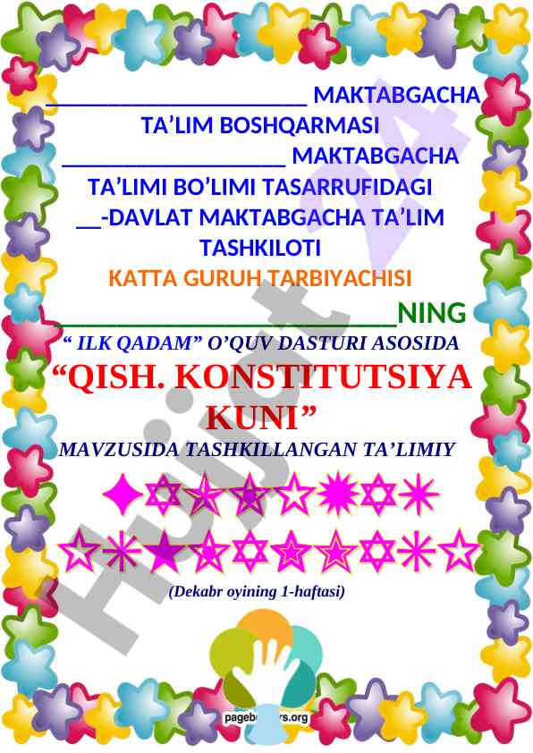 Qish konstitutsiya kuni mavzusida o’quv dasturi