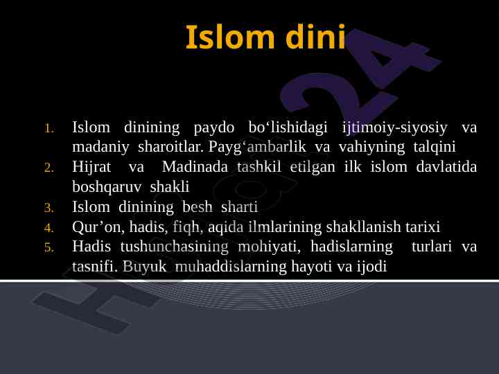 Islom dini ijtimoiy-siyosiy sharoitlari va tarixi