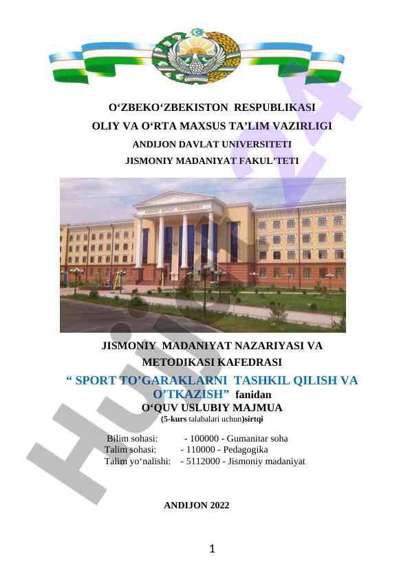 Sport to‘garaklarini tashkil qilish va o‘tkazish