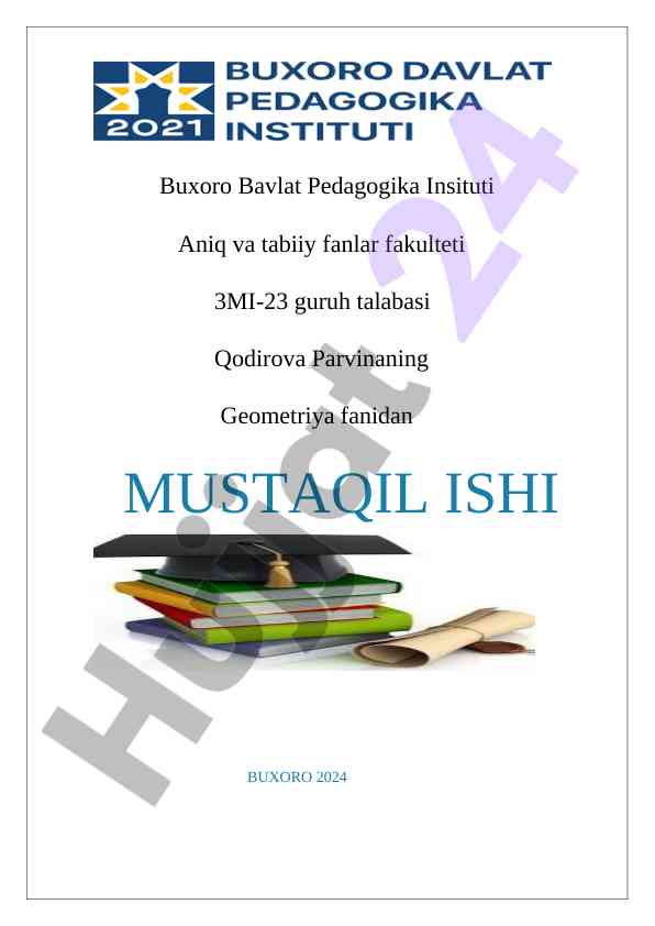 Geometriya fanidan mustaqil ishning tahlili