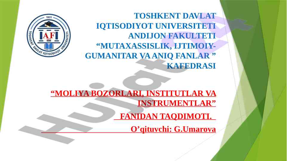 Xorijiy valyutalar va kripto aktivlar bozori taqdimoti