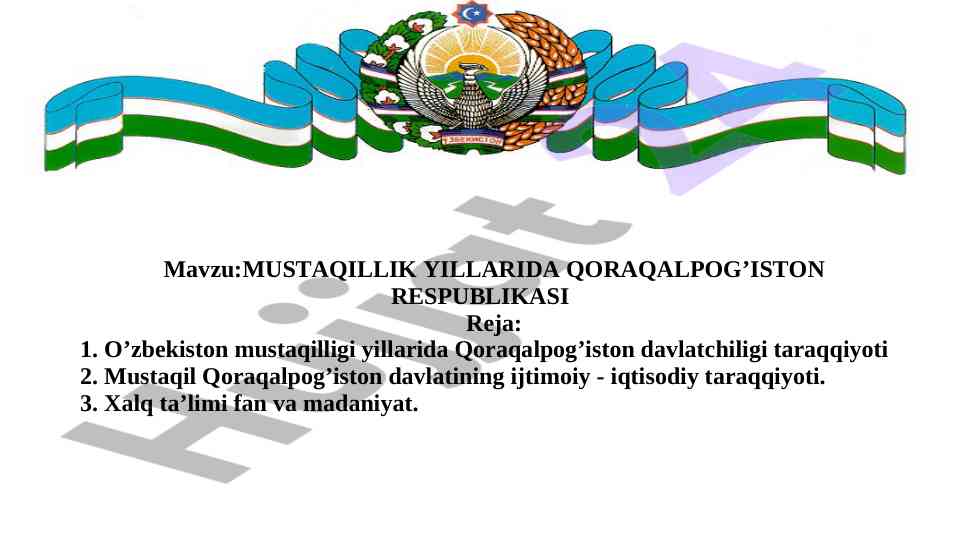 Qoraqalpog'iston respublikasining ijtimoiy taraqqiyoti