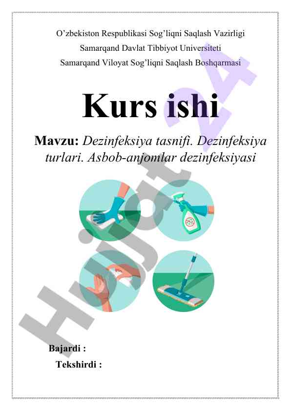 Dezinfeksiya tasnifi va turlari asbob-anjomlar